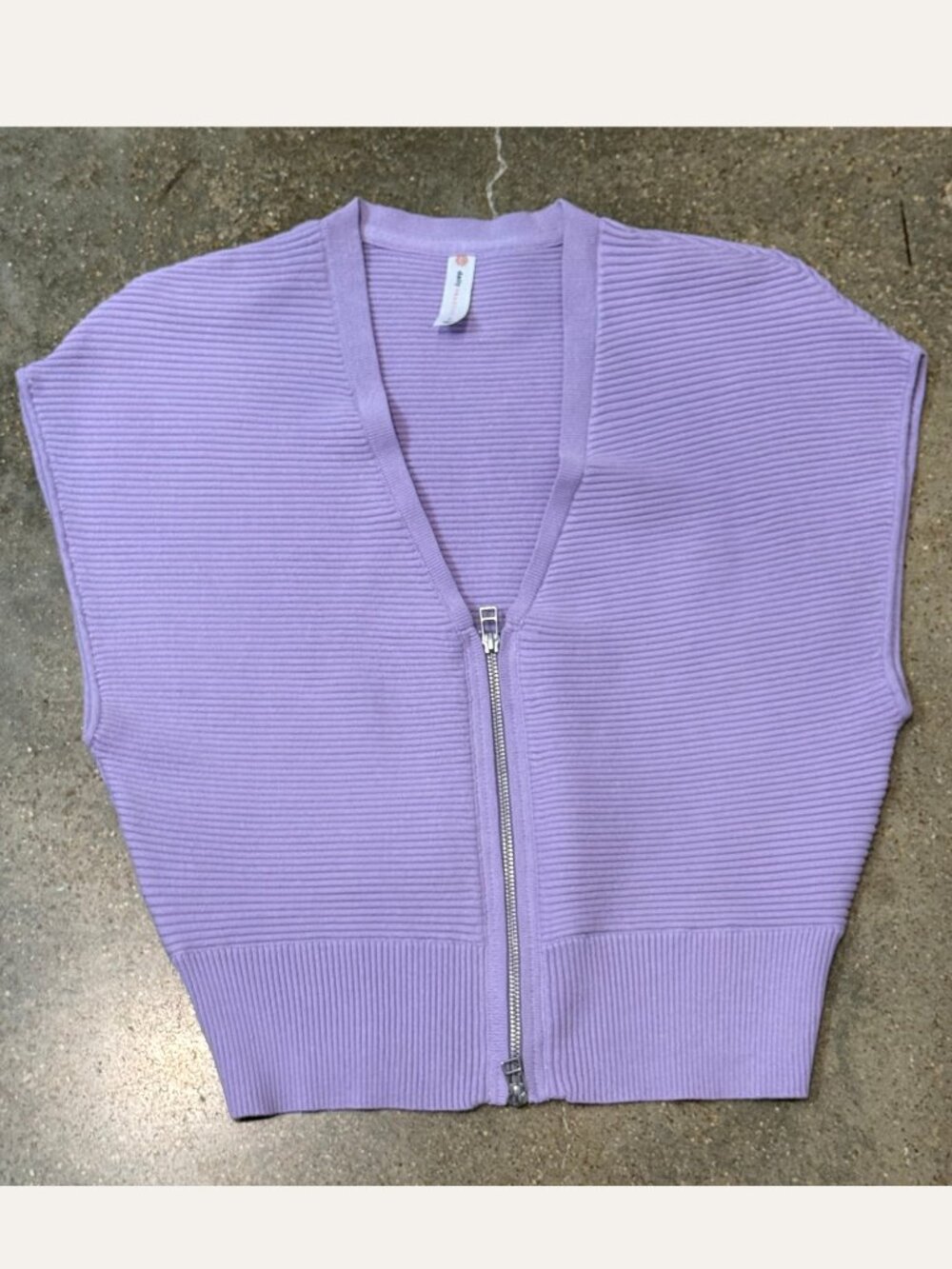Anthropologie Daily Practice Lilac Ribbed Zip Up Sweater Vest Size M